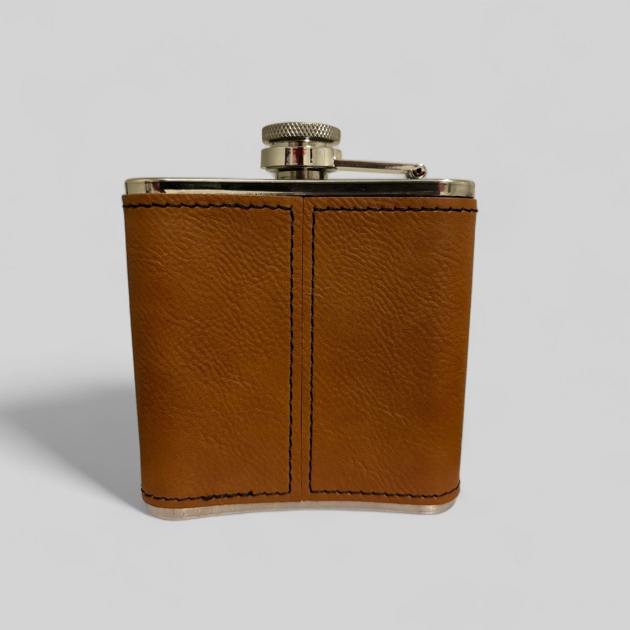 6 Oz Leather-Wrapped Hip Flask - "I'm Your Huckleberry" with Doc Holliday Silhouette